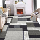 Garvee Modern Geometric Area Rug – Washable, Non-Slip, Low Pile Carpet for Living Room, Bedroom, Office, or Playroom – Soft, Color-Blocked Design – Brown – Size: 8x10ft (244x305cm) – United States