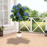 Garvee Lifelike & Low-Maintenance Artificial Hydrangea Tree – 3FT Faux Blue Hydrangea with 9 Realistic Blooms – Indoor/Outdoor Decorative Potted Plant – Eco-Friendly Pole, 95cm, Single Memory