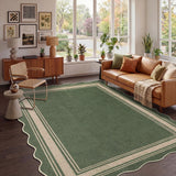 Garvee 8' x 10' Washable Scalloped Minimalist Geometric Rug—Suitable for Indoor and Outdoor Use, Perfect for Entryways, Hallways, and Bedrooms, Green