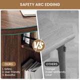 Garvee 3-in-1 Folding Drop Leaf Oval Dining Table - Rolling Kitchen Table with Locking Casters - Wine Rack, Cup Holders & Storage Drawer - Space-Saving for Small Apartments/RVs - Walnut - Walnut