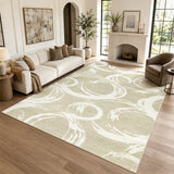 Garvee 6' × 9' Mid-Century Abstract Geometric Area Rug, Machine Washable Non-Slip Low-Pile Soft Rug for Living Room, Bedroom & Dining Room, Beige