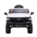 Garvee 12V Chevrolet Silverado utility vehicle Licensed Kids Electric Ride-On Truck – Remote Control, MP3/wireless, FM Radio, LED Lights, vernal Suspension – Battery Powered Car for Toddlers Boys Girls – White - Black