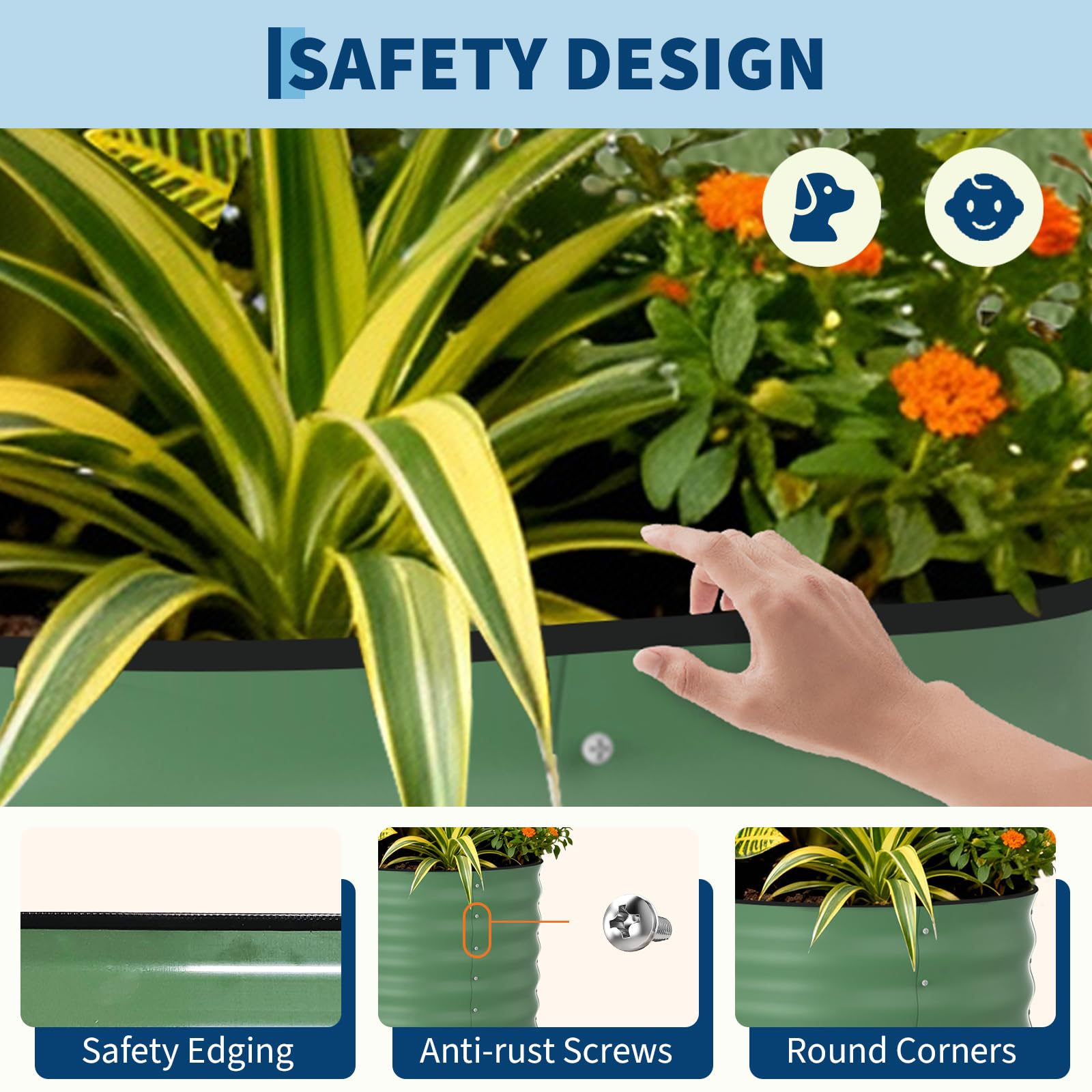 Garvee 2 Pcs Raised Garden Beds Outdoor 8x2x1.5 ft Galvanized Steel Planter Box Green Durable Rust-Resistant Easy Assembly