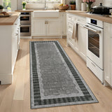 Garvee 2' x 6' Black Gray Modern Neutral Abstract Runner Rug, Washable Polyester Non-Slip Low-Pile Carpet for Hallway, Kitchen, Entryway and Bedroom