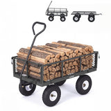Garvee 800 lb Heavy Duty Steel Garden Cart Wagon - 10" All-Terrain Tires - Removable Mesh Sides - 180° Rotating Handle - Utility Yard Cart, Gray (Specs: Optimized version) - Gray