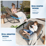 Garvee Oversized Papasan Rocking Chair for Patio – Handwoven Brown Rattan Egg Lounge with Deep Cushioned Seat, Heavy Duty 450 lbs Capacity, Weather-Resistant Steel Frame, Ideal for Outdoor Relaxation, Brown Rattan + Brown Chenille - Brown Rattan + Brown Chenille