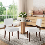 Garvee Modern Upholstered Dining Chairs, Set of 2 - Fabric Side Chairs with Padded Seat & Back, Armless, Sturdy Wood Legs - for Kitchen/Dining Room - White, 2-Piece Pack