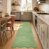 Garvee 2' × 6' Solid Border Runner Rug, Machine Washable Non-Slip Low-Pile Rug for Hallway, Kitchen & Entryway, Green