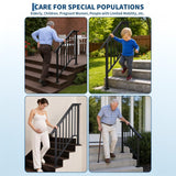 Garvee Heavy Duty Adjustable Wrought Iron Stair Handrail Kit – Outdoor Safety Railing with Balusters – Non-Slip Grip, Rust-Resistant, Easy DIY Install – For Concrete, Porch, Deck, Wooden Stairs – 2-Step, 1 Piece - 3-Step - 1 Piece