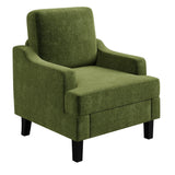 Garvee Chenille Mid Century Modern Accent Chair, Wood & Iron Frame Armchair with 330lb Capacity for Living Room Bedroom,Green