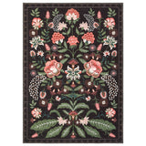 Garvee Large Washable Area Rug - Vintage Boho Floral Botanical Carpet, Soft Low Pile, Non-Slip, Non-Shedding, Mark Resistant Floor Cover for Living Room, Bedroom, Nursery, Plum Black, 9x12ft (274x366cm), USA - Flower-Black