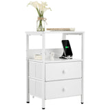 Garvee Minimalist Design Bedroom Bedside cabinet – Modern White Bedside Table with Storage – Sleek Home Furniture – Color: White