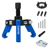 Garvee Harmonic Balancer Puller & Holding Tool Set, Upgraded 3-Jaw Pulley Puller with 4 Forcing Rods, 45# Steel Crankshaft Damper Removal Tool Kit for Chrysler, GM, Ford, Mitsubishi & Cadillac, Black +Blue