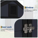 Garvee Weather-Resistant 6x4 ft Resin Outdoor Storage Outdoor Storage Unit - Lockable Double Doors - Sloped Roof Drainage & Ventilation - UV-Protected Garden Tool Outdoor Storage Unit for Backyard Patio Lawn - Black - Black