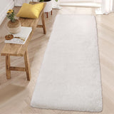 Garvee 2' x 6' Pure White Shag Runner Rug, Washable Non-Slip Chenille Rug for Bedroom, Nursery, Dorm & Living Room