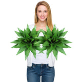 Garvee UV Resistant Realistic Artificial Agave Plants Set – 2 PCS 22-Inch Faux Fleshy Plants for Indoor Outdoor Home Garden Decor – Maintenance-Free Green Greenery, 22 Leaves, Green - Red