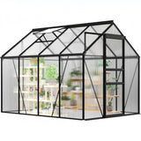 Garvee Large Polycarbonate Greenhouse for Outdoors - Durable Aluminum Frame, Sliding Lockable Door, Roof Vent, Ground Stakes - Ideal for Backyard, Patio, Lawn - 6x8 FT - Black Oxidation - Black