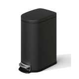 Garvee Slim Step Trash Can, 1.6 Gallon/6L Stainless Steel Kitchen/Bathroom Garbage Can with Soft-Close Lid - Odor Control, Removable Inner Bucket, Rear Handle, Waterproof, Fingerprint-Resistant - Black - Black