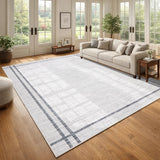 Garvee 9' x 12' Modern Geometric Area Rug, Machine Washable Non-Slip Low-Pile Stain-Resistant Rug for Living Room, Bedroom & Dining Room, Gray
