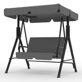 Garvee 2-Seat Outdoor Porch Swing with Stand, Gray Patio Swing Chair with 40° Adjustable Polyester Canopy, 400 lb Capacity, Powder-Coated Iron Frame, Oxford Fabric Seat for Backyard, Garden, Deck, Balcony and Poolside - Gray
