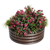 Garvee Durable Galvanized Steel Raised Garden Bed – Round Planter Box with Rust & Corrosion Protection, Safe Rubber Edges, Open Bottom for Vegetables, Flowers & Herbs, Easy Assembly – Natural Wood Color, 4 x 1.5FT, 1-Piece Set