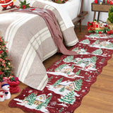 Garvee 2' × 6' Scalloped Christmas Tree & Santa Runner Rug, Red, Washable Soft Low-Pile with Non-Slip Backing for Hallway, Kitchen & Entryway