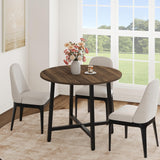 Garvee 31.5" Round Dining Table for 4 People, Modern Wood Circle Kitchen Table with Sturdy Industrial Metal Frame, Small Space Saving Dining Room Table for Apartment & Breakfast Nook, (No Chairs), Walnut