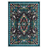 Garvee Washable Floral Area Rug 5x7 – Vintage Low Pile Non-Slip Carpet – Nature-Inspired, Easy Clean Farmhouse Decor – Black, 5x7ft (152x213cm), USA Spec - Teal