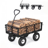 Garvee 800 lb Heavy Duty Steel Garden Cart Wagon - 10" Pneumatic All-Terrain Tires - Removable Mesh Sides - 180° Rotating Handle - Utility Yard Cart, Black (Specs: 800 lbs mesh cart optimized) - Black