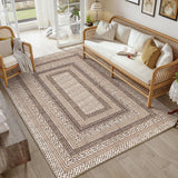 Garvee Modern Minimalist Area Rug – Geometric Low Pile, Washable, Non-Slip Carpet, Mark Resistant, Ultra Thin, Edgeed Design – Living Room & Bedroom Décor – Taupe Khaki, 9x12ft