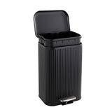Garvee Black Step Trash Can 12L – Stainless Steel Indoor Recycling Bin with Soft-Close Lid, Removable Inner Bucket, Fluted Rectangular Waste Container for Bathroom, Kitchen, Office, Fingerprint-Proof – 26.5×22.3×38.8cm (12L Black 26.5*22.3*38.8cm)