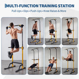Garvee Multi-Function Adjustable Power Tower Pull Up & Dip Station – Heavy Duty Steel Frame, 330LBS Capacity Strength Training Equipment for Home Gym, Pull-Ups, Dips, Knee Raises, Push-Ups, Calisthenics – Yellow, US Region - Yellow