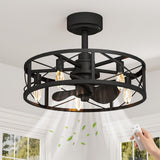 Garvee Farmhouse Caged Ceiling Fans with Lights and Remote