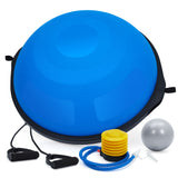 Garvee Half Balance Ball Trainer 25 Inch – 1600 lbs Capacity Stability & Strength Equipment with Non-Slip Base, 2 Resistance Bands, Foot Pump, Bonus Yoga Ball – Home Gym, Pilates, Blue, Marvel