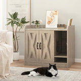 Garvee Modern Double Cat Litter Box Enclosure - Spacious Wooden Hidden Cat Washroom Cabinet with Divider, Storage Bench & Ventilation - Multi-Functional Cat House for Large Indoor Cats, Light Gray - Light Gray