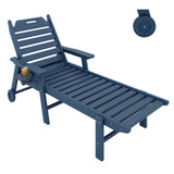 Garvee Wood-Look HDPE Patio Lounge Chair, 5-Position Adjustable Backrest, Weather-Resistant Poolside Sun Lounger, 304 Stainless Hardware - Navy Blue / 304 hardware 1905*565*435 - Navy Blue