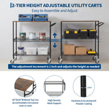 Garvee Heavy Duty 3-Tier Rolling Office Utility Cart with Wood Top – Metal Mesh Shelves, Adjustable Basket, Lockable Wheels, 10 Hooks, 250kg Capacity – Multi-Functional Storage Trolley for Kitchen, Office, BBQ – Sand Black Tube