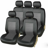 Garvee 9-Piece PU Leather Car Seat Covers, Universal Fit for 5-Seater Vehicles, Durable, Breathable Interior Protection, Grey