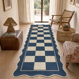 Garvee 2' × 6' Checkerboard Runner Rug, Machine Washable Non-Slip Low-Pile Rug for Hallway, Kitchen & Entryway, Navy