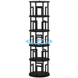Garvee 5-Tier Rotating Bookshelf Tower, Space-Saving Spinning Corner Bookcase - Revolving 360° Display Shelf for Home Office, Modern Metal Frame - Color: Black Bas-Relief + Black Iron