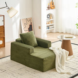 Garvee Comfy Corduroy Cloud Mini Chaise Lounge Chair – Deep Seat & Armrests – No Assembly Sleeper Sofa – Cozy for Living Room, Bedroom, Reading Corner – 45 Inch – Indoor – Color: Green
