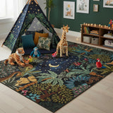 Garvee 4x6 Washable Area Rug for Kids Room, Jungle Animal Soft Bedroom Rug Non Slip Low Pile Small Carpet Stain Resistant Throw Rug for Bedside Playroom Classroom Office Dining Room