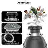 Garvee Continuous Feed Garbage Disposal w/ Air Switch Kit, 3/4 HP 3500 RPM Ultra-Quiet Motor, 4-Stage Stainless Steel Grinding, Compact Under-Basin Kitchen Food Waste Disposer - Gray 531 - 531-3/4Hp 4-Stage Grinding 3500R/Min With Air Switch, Gray