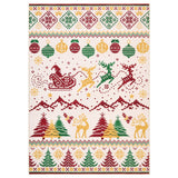 Garvee 5' × 7' Christmas Area Rug, Washable Non-Slip Holiday Rug with Santa, Reindeer & Snowflake, for Living Room, Bedroom & Dining Room, Beige