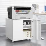 Garvee White Metal Rolling File Cabinet – 2 Drawers & Adjustable Shelf – Multi-Functional Printer Stand with Lockable Doors – Large Capacity Mobile Storage for Home Office, Kitchen, Dorm, White, Big Specification - White