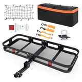 Garvee Heavy-Duty Folding Hitch Cargo Carrier Basket 60" x 24" x 6" for 2" Receiver – 500 lbs Capacity, 25 Cu Ft Waterproof Bag, Security Net & Straps, Durable Metal Frame – Black (Basket+Net+Bag) - Black