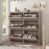 Garvee Contemporary Slim Grey Shoe Cabinet - 6 Turn Drawers, Adjustable Shelves, Space-Saving Hidden Storage for Entryway, Hallway, Living Room - Freestanding Design, 6 Tipping Bucket Gray - Gray
