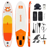 Garvee Inflatable Stand Up Paddle Board 10'6" x 31.5" x 6", Ultra-Light SUP with Kayak Seat & Complete Accessories, 400lbs Weight Capacity, Non-Slip Deck for Fishing, Yoga, Surfing, Travel - Orange/White