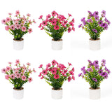 Garvee 6-Pack Faux Potted Artificial Flowers, Mini Tabletop Plants - Plastic Flower Pots - No Maintenance - Home Office Desktop Table Decor Centerpieces - Color: Small flower pots 6pcs