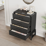 Garvee Modern 4 Drawer Tall Dresser for Bedroom, Entryway, or Living Room – Freestanding Wooden Storage Cabinet – Deep Drawers – 38.6" Vertical Chest – Raised Chic Legs – Pure Linen Black